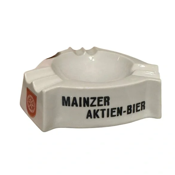 Vintage German Advertising Bar Ashtray Mainzer Aktien-Bier Porcelain - Picture 2 of 4